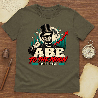 Funny Abe Lincoln to the Moon T-Shirt | Retro Crypto Market Graphic Tee