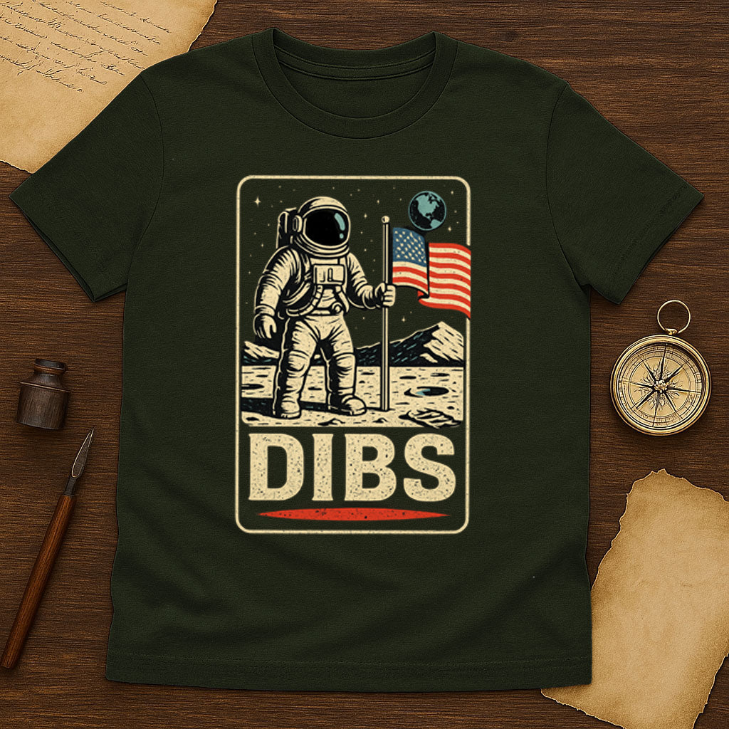 Moon Landing Dibs T-Shirt Mockup Military Green
