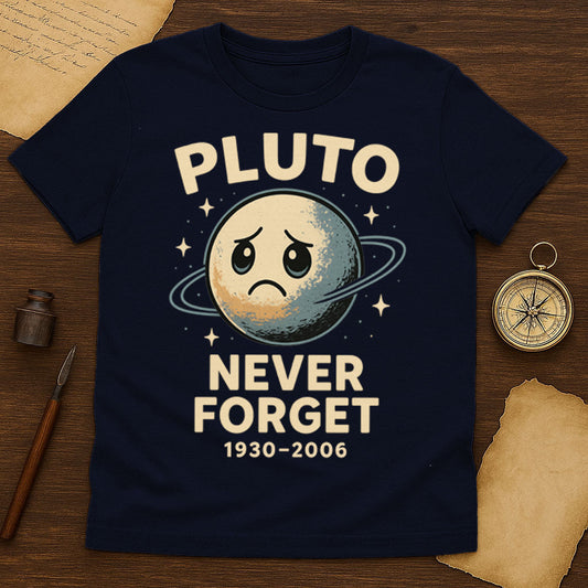 Pluto Never Forget T-Shirt Mockup Navy