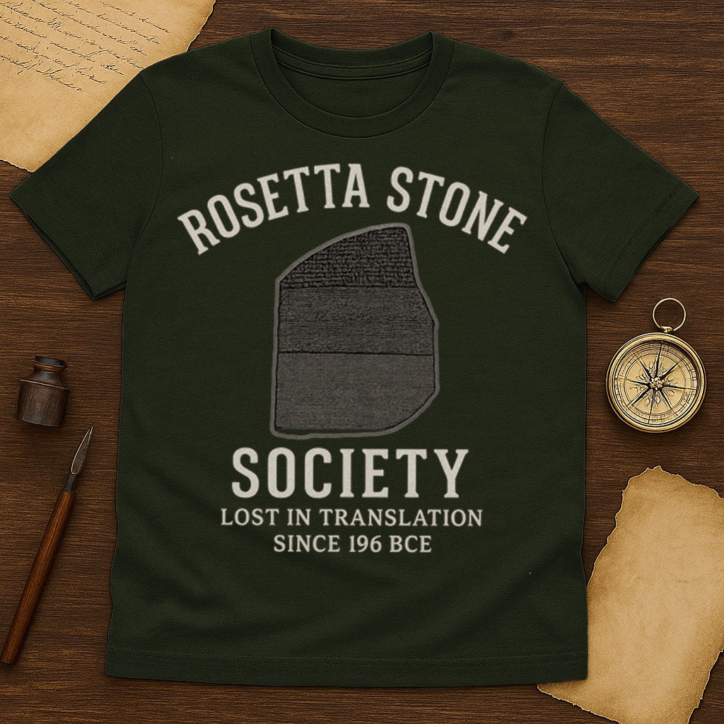 Rosetta Stone Society T-Shirt Mockup Military Green