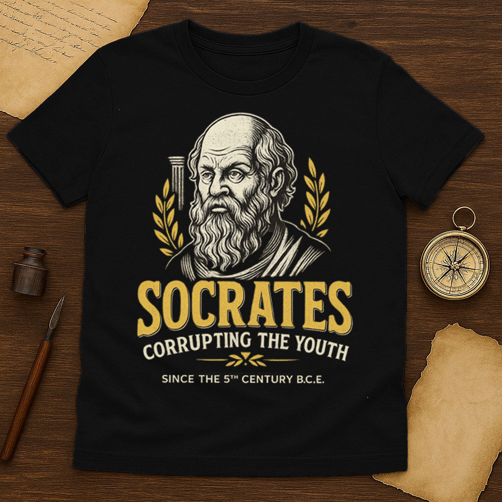 Socrates Corrupting The Youth T-Shirt Mockup Black
