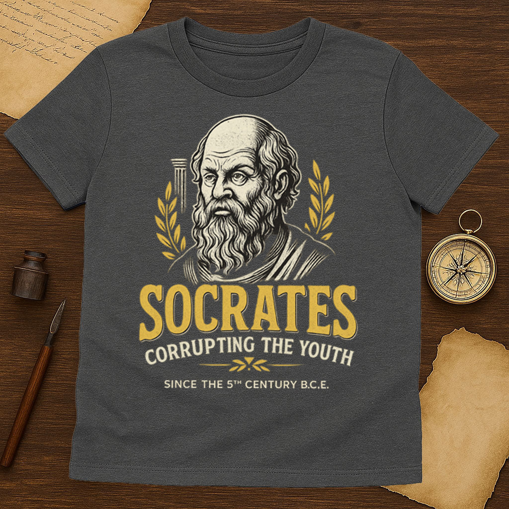 Socrates Corrupting The Youth T-Shirt Mockup Dark Heather