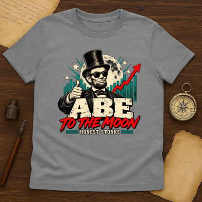 Funny Abe Lincoln to the Moon T-Shirt | Retro Crypto Market Graphic Tee