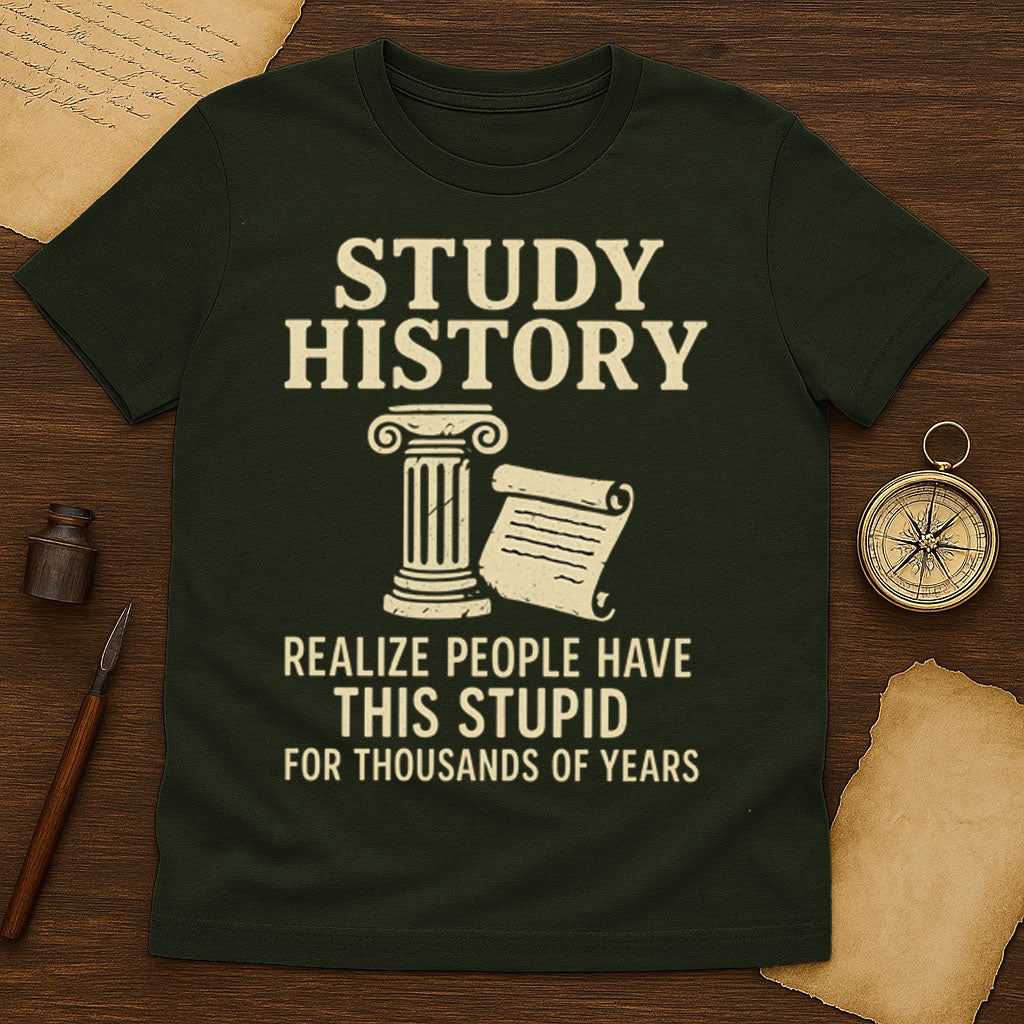 Study History T-Shirt Mockup Military Green