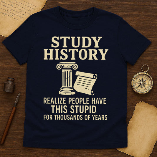 Study History T-Shirt Mockup Navy