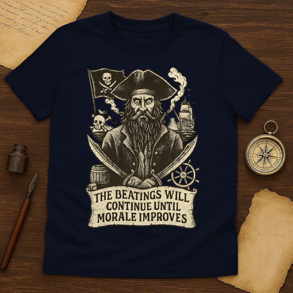The Beatings Will Continue T-Shirt Mockup Navy