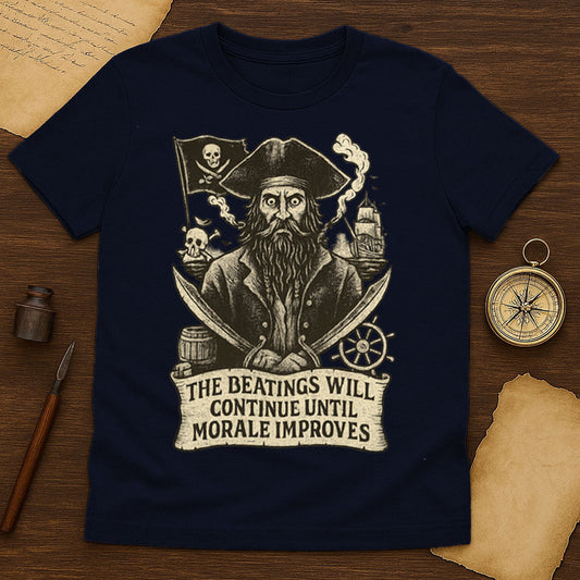 The Beatings Will Continue T-Shirt Mockup Navy