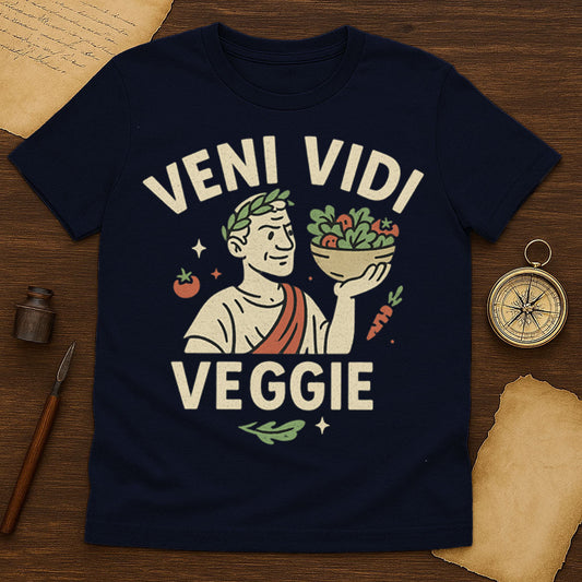 Veni Vidi Veggie T-Shirt Mockup Navy