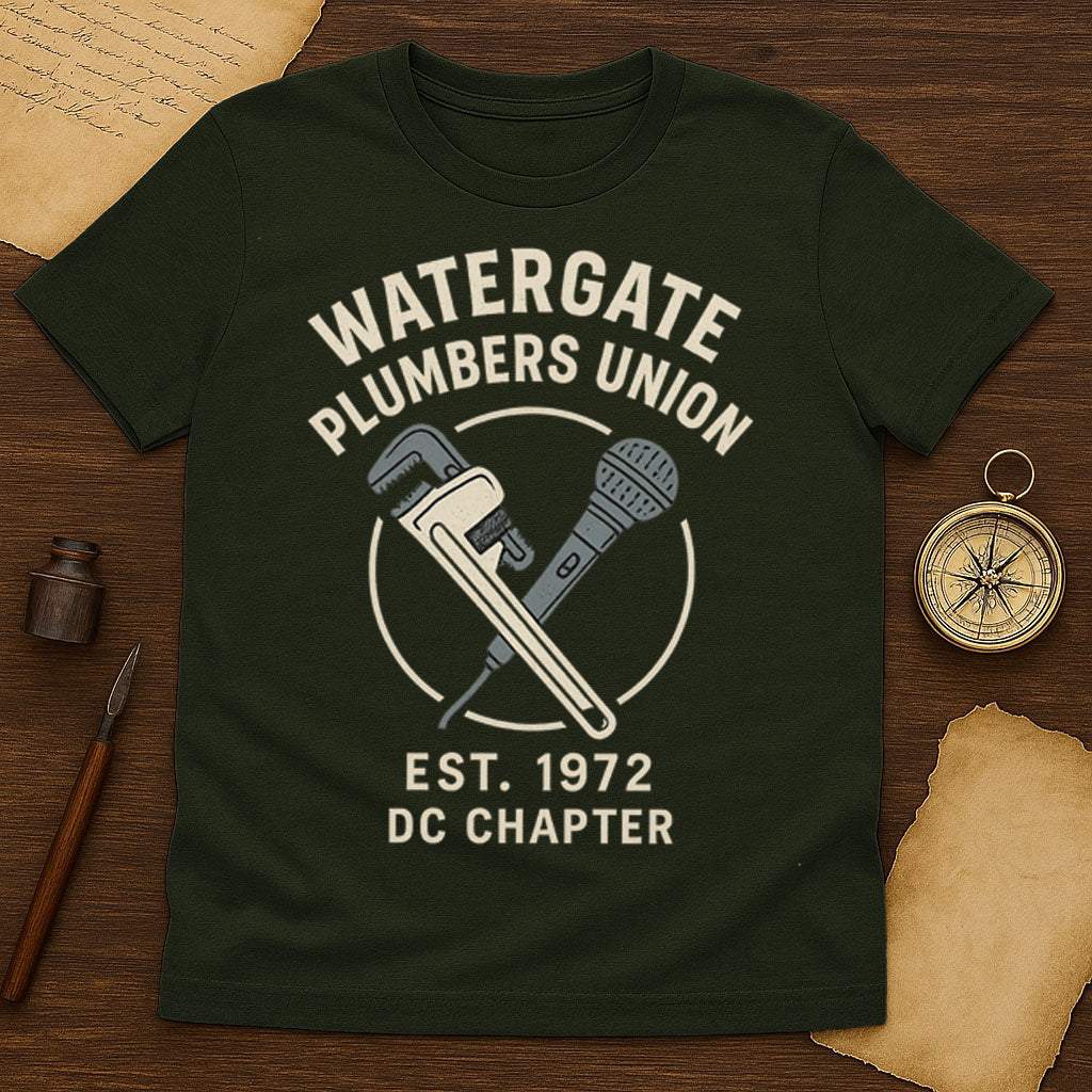 Watergate Plumbers Union T-Shirt Mockup Military Green
