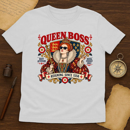 Queen Boss Elizabeth I Graphic Tee, Tudor Queen in Sunglasses