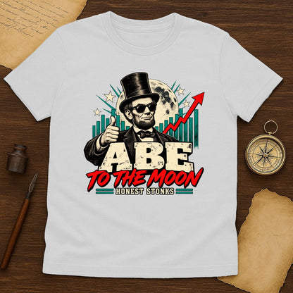 Funny Abe Lincoln to the Moon T-Shirt | Retro Crypto Market Graphic Tee