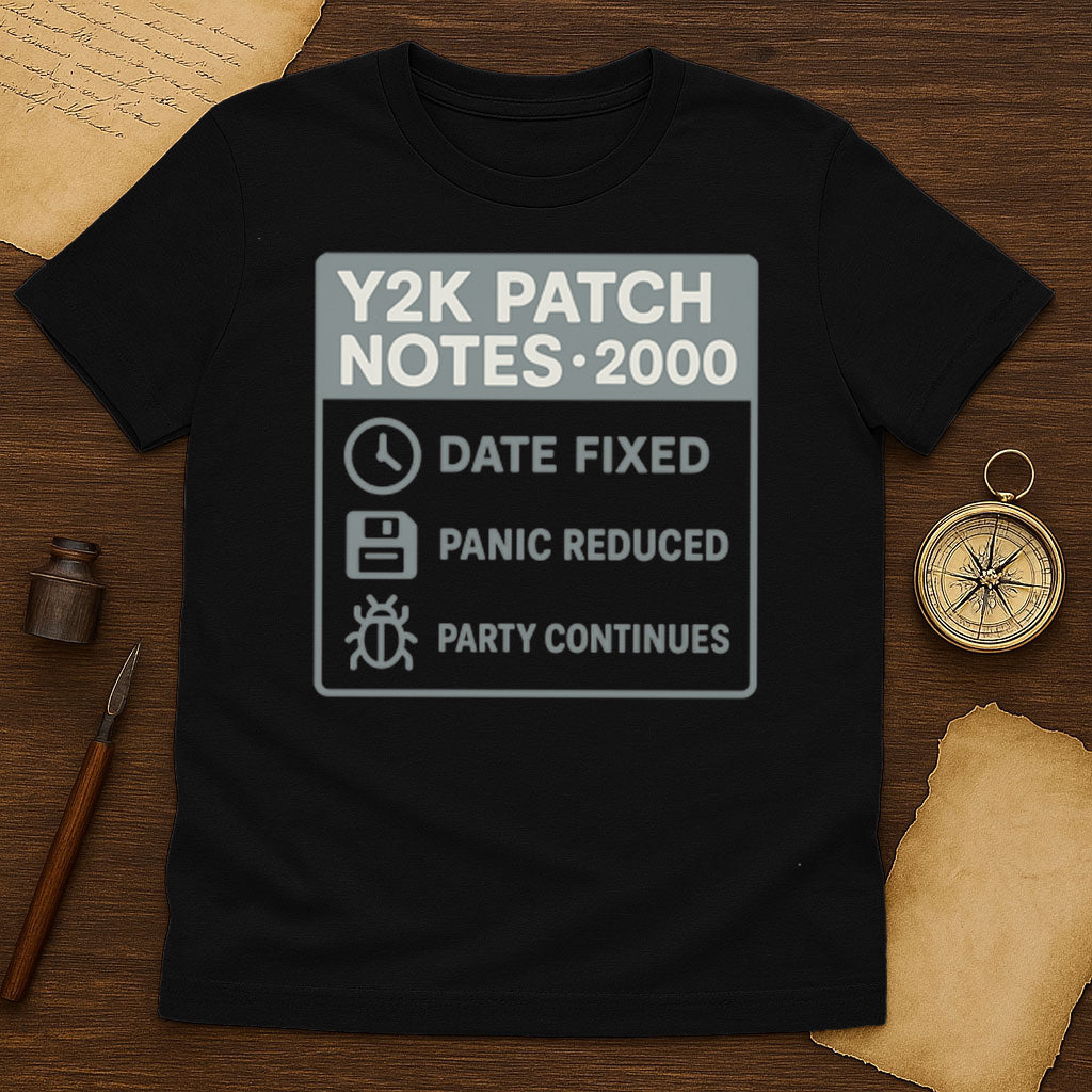 Y2K Patch Notes T-Shirt Mockup Sport Grey