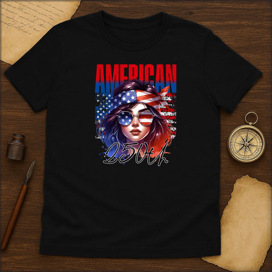 American Badass T-Shirt — Patriotic Woman Flag Graphic Tee - History Shirt Club
