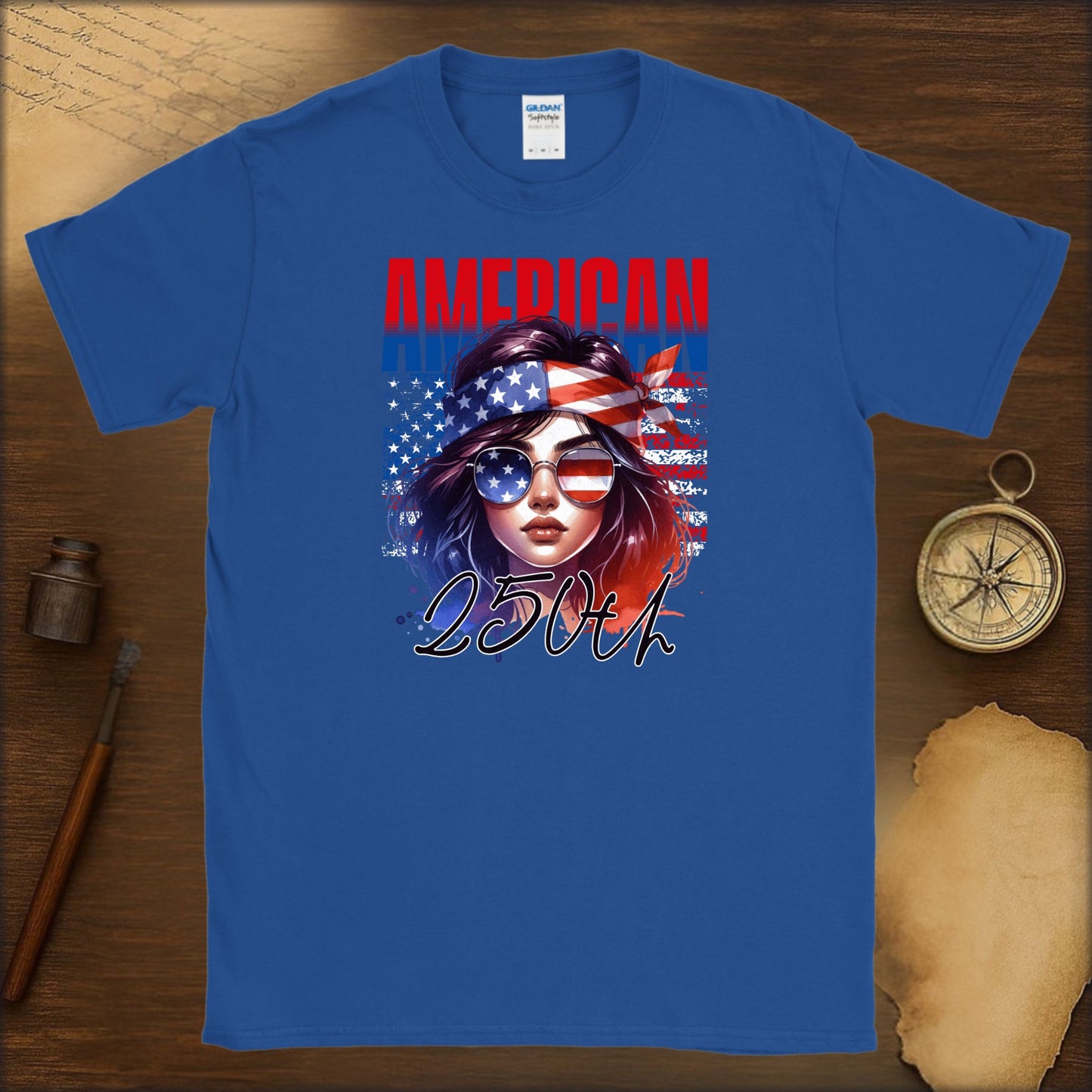 American Badass T-Shirt — Patriotic Woman Flag Graphic Tee - History Shirt Club