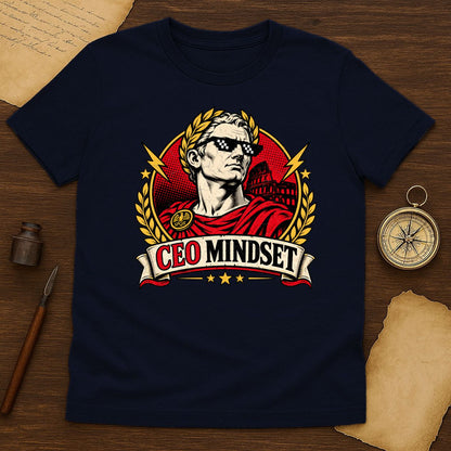 CEO Mindset Roman Emperor Tee: Julius Caesar Pixel Sunglasses Shirt for Hustlers - History Shirt Club