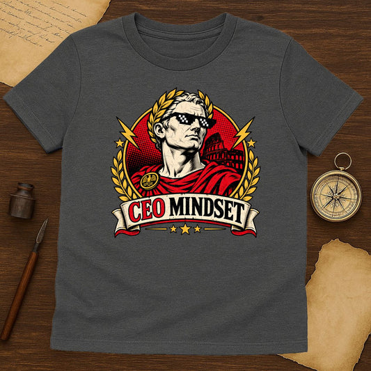 CEO Mindset Roman Emperor Tee: Julius Caesar Pixel Sunglasses Shirt for Hustlers - History Shirt Club