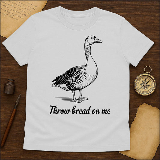 Goose Illustration T‑Shirt — "Throw Bread on Me" Cute Vintage Wildlife Tee - History Shirt Club