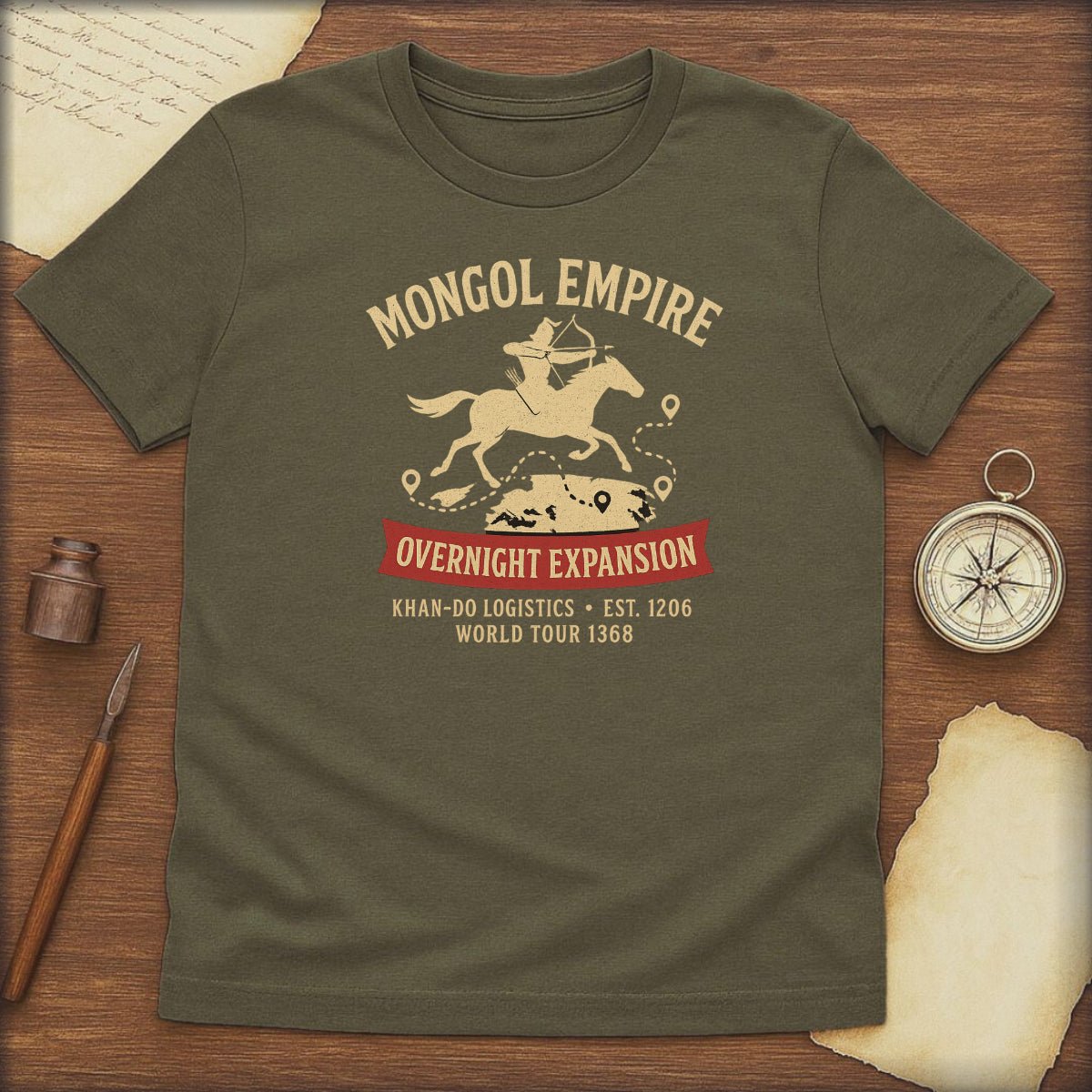 Mongol Empire 'Overnight Expansion' T-Shirt — Vintage Horseman History Tee - History Shirt Club