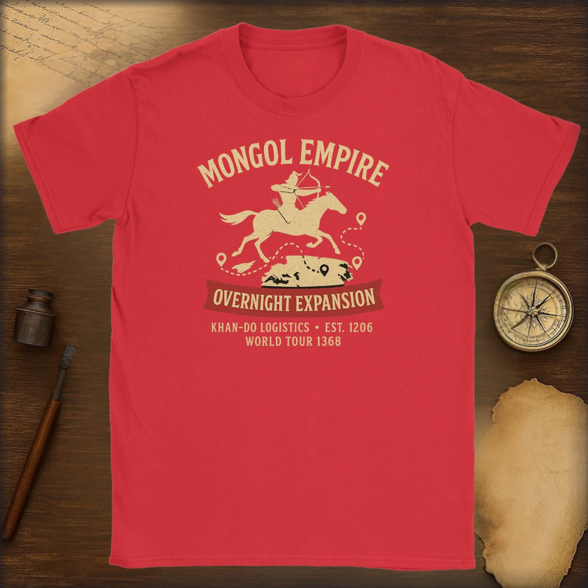 Mongol Empire 'Overnight Expansion' T-Shirt — Vintage Horseman History Tee - History Shirt Club