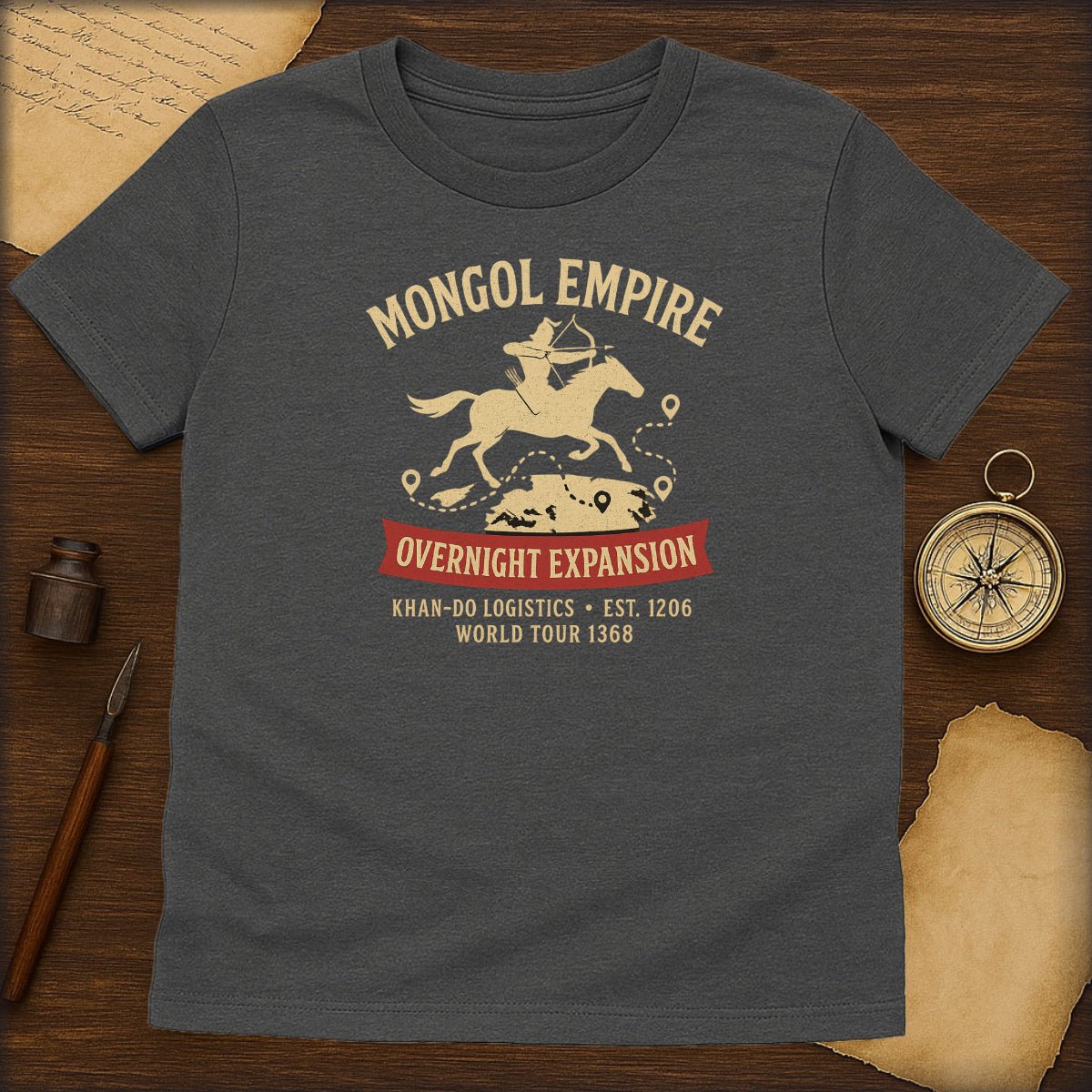 Mongol Empire 'Overnight Expansion' T-Shirt — Vintage Horseman History Tee - History Shirt Club