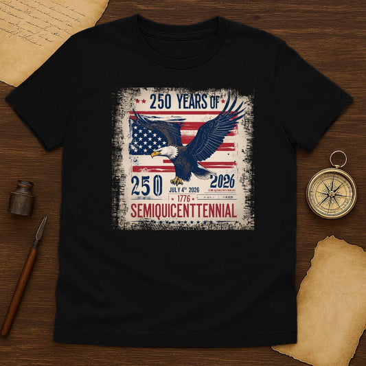 Semiquicentennial Eagle T-Shirt – 250 Years USA Patriotic Independence Tee (1776–2026) - History Shirt Club